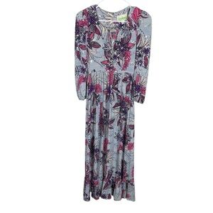 Tracy Feith x Anthropologie Le Shack Sequin Floral Maxi Dress 2‎ Boho Tropical